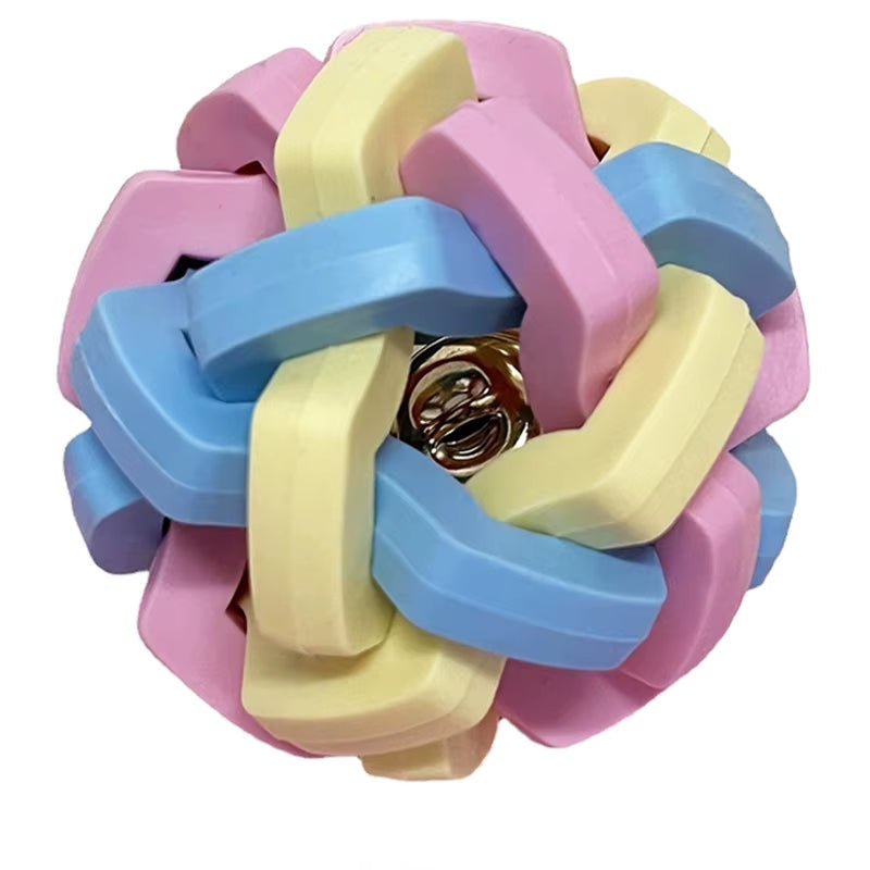 Pet Toy Colorful Bell Ball TPR Macaron Woven Bell Ball Cat and Dog Elastic Ball Teeth Grinding and Bite Resistant Relief Toy
