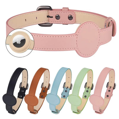 For Apple Airtag Protective Tracker Waterproof Pet Dog Anti-Lost Positioning Silicone PU Collar Anti-Lost Pet Cat Dog Collar