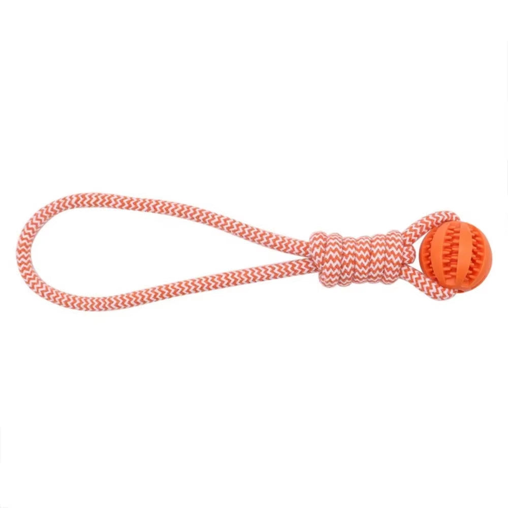 Pet Teeth Cleaning Ball Rope Toy, Rubber Treat Dispenser Ball Suitable for Small and Large Dogs