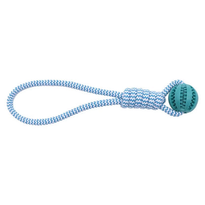 Pet Teeth Cleaning Ball Rope Toy, Rubber Treat Dispenser Ball Suitable for Small and Large Dogs