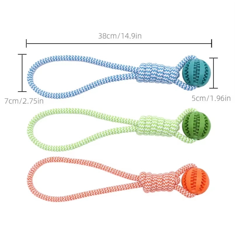 Pet Teeth Cleaning Ball Rope Toy, Rubber Treat Dispenser Ball Suitable for Small and Large Dogs