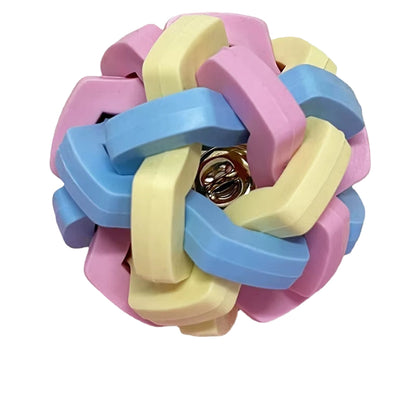 Pet Toy Colorful Bell Ball TPR Macaron Woven Bell Ball Cat and Dog Elastic Ball Teeth Grinding and Bite Resistant Relief Toy