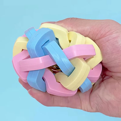 Pet Toy Colorful Bell Ball TPR Macaron Woven Bell Ball Cat and Dog Elastic Ball Teeth Grinding and Bite Resistant Relief Toy
