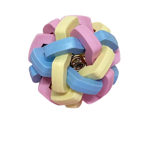 Pet Toy Colorful Bell Ball TPR Macaron Woven Bell Ball Cat and Dog Elastic Ball Teeth Grinding and Bite Resistant Relief Toy